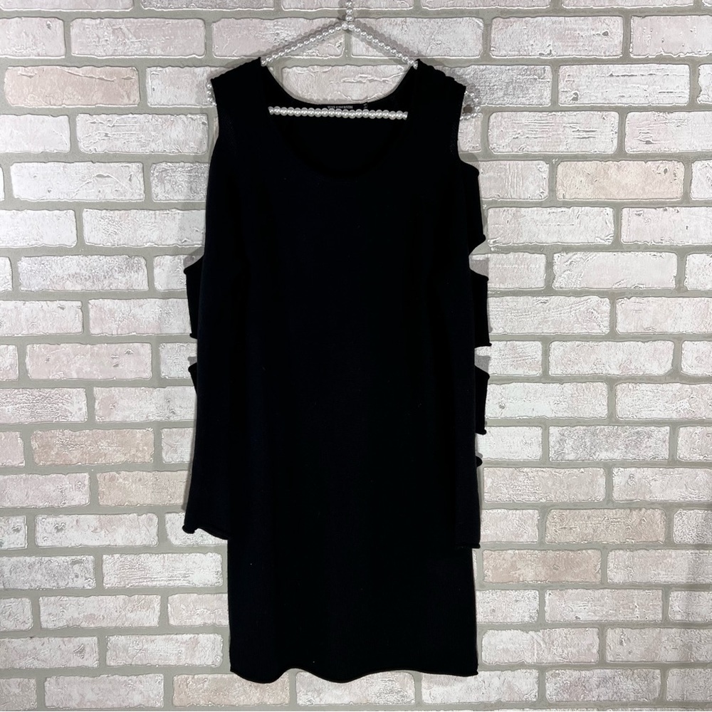 Tess Giberson Black Wool Cutout Long Sleeve Sweater Dress Size S